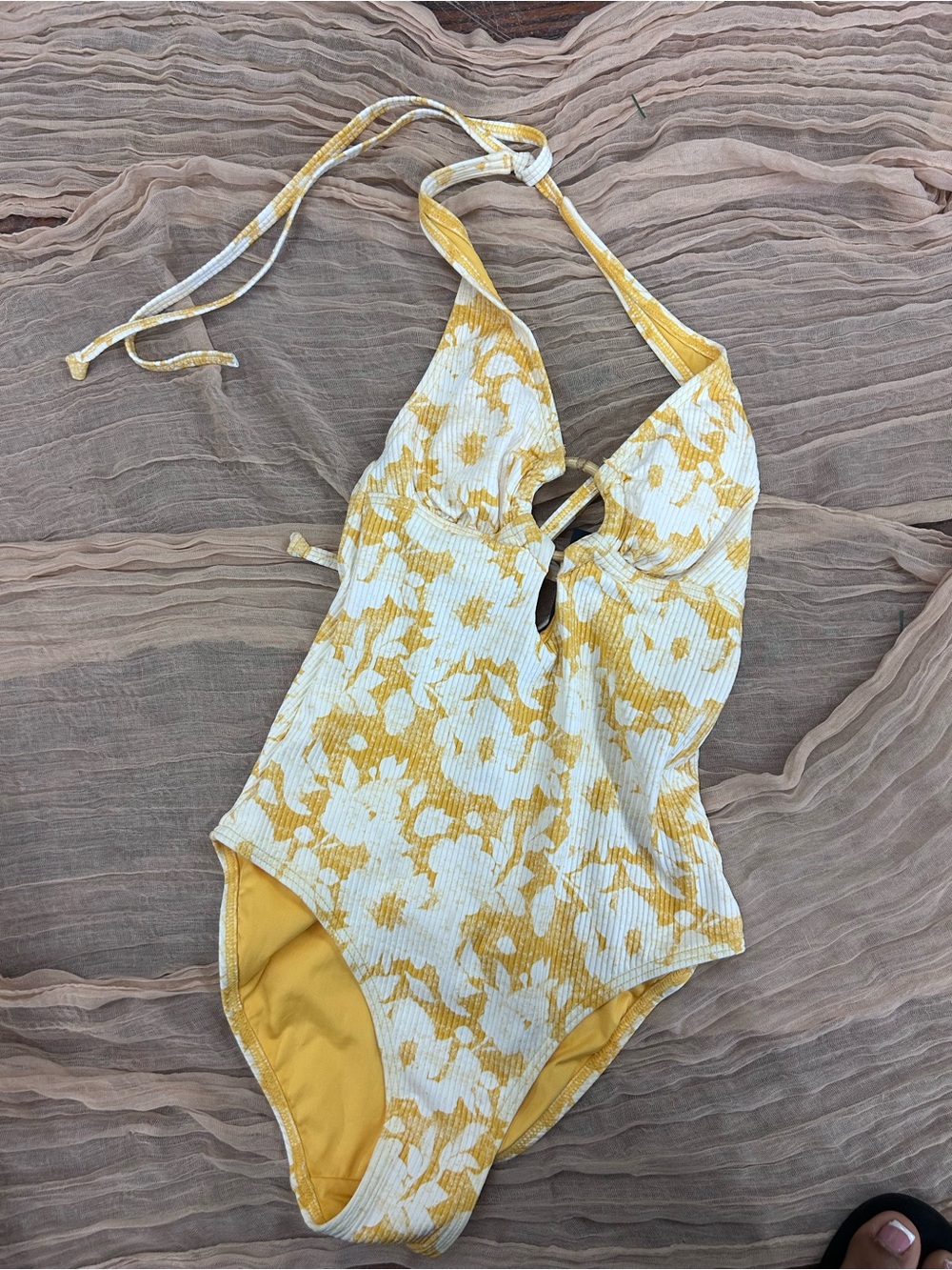 Women's Yellow Floral One-Piece Swimsuit